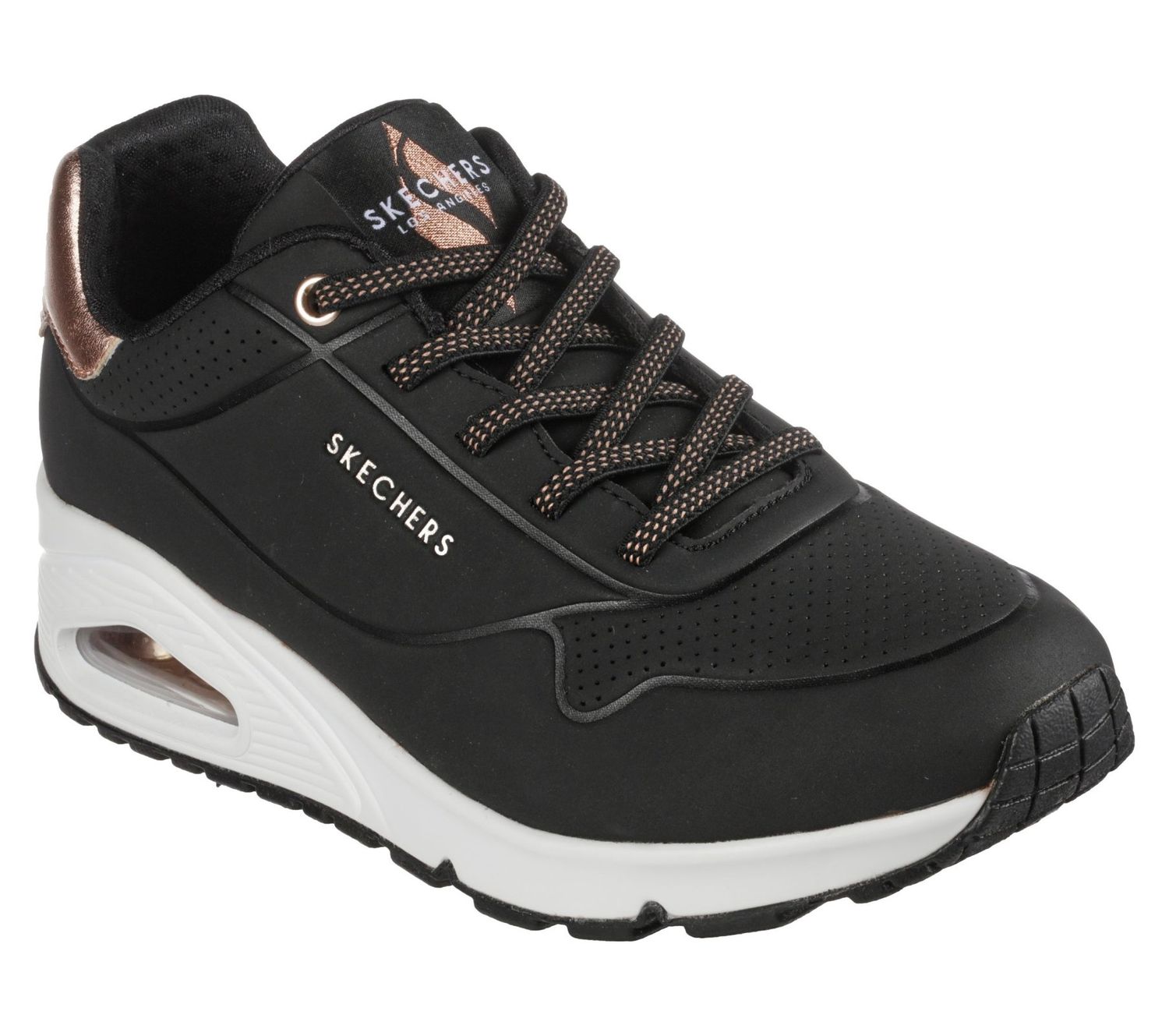 SKECHERS UNO SHIMMER AWAY, Color: Black, Size: 7.5