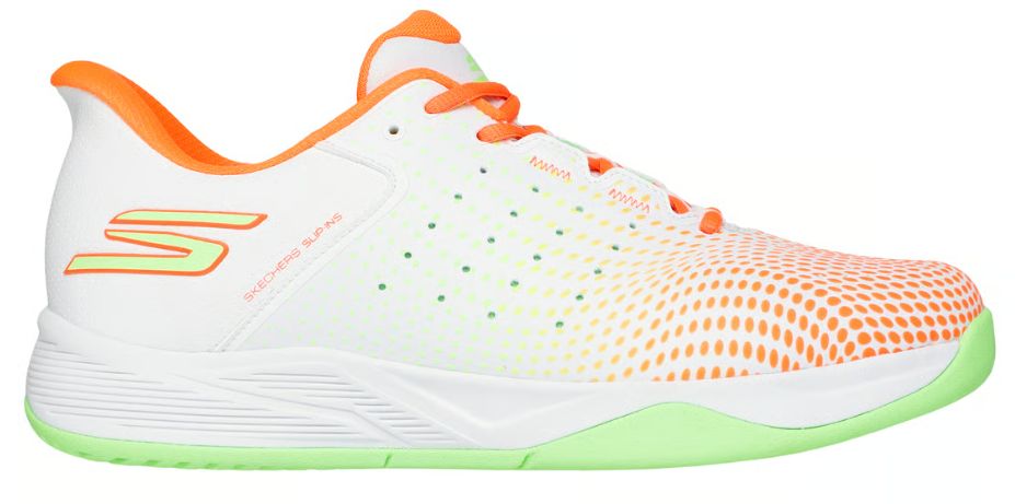 SKECHERS MEN&#39;S ARCH FIT PICKLEBALL VIPER COURT RELOAD WHITE ORANGE, Color: White/Orange, Size: 8