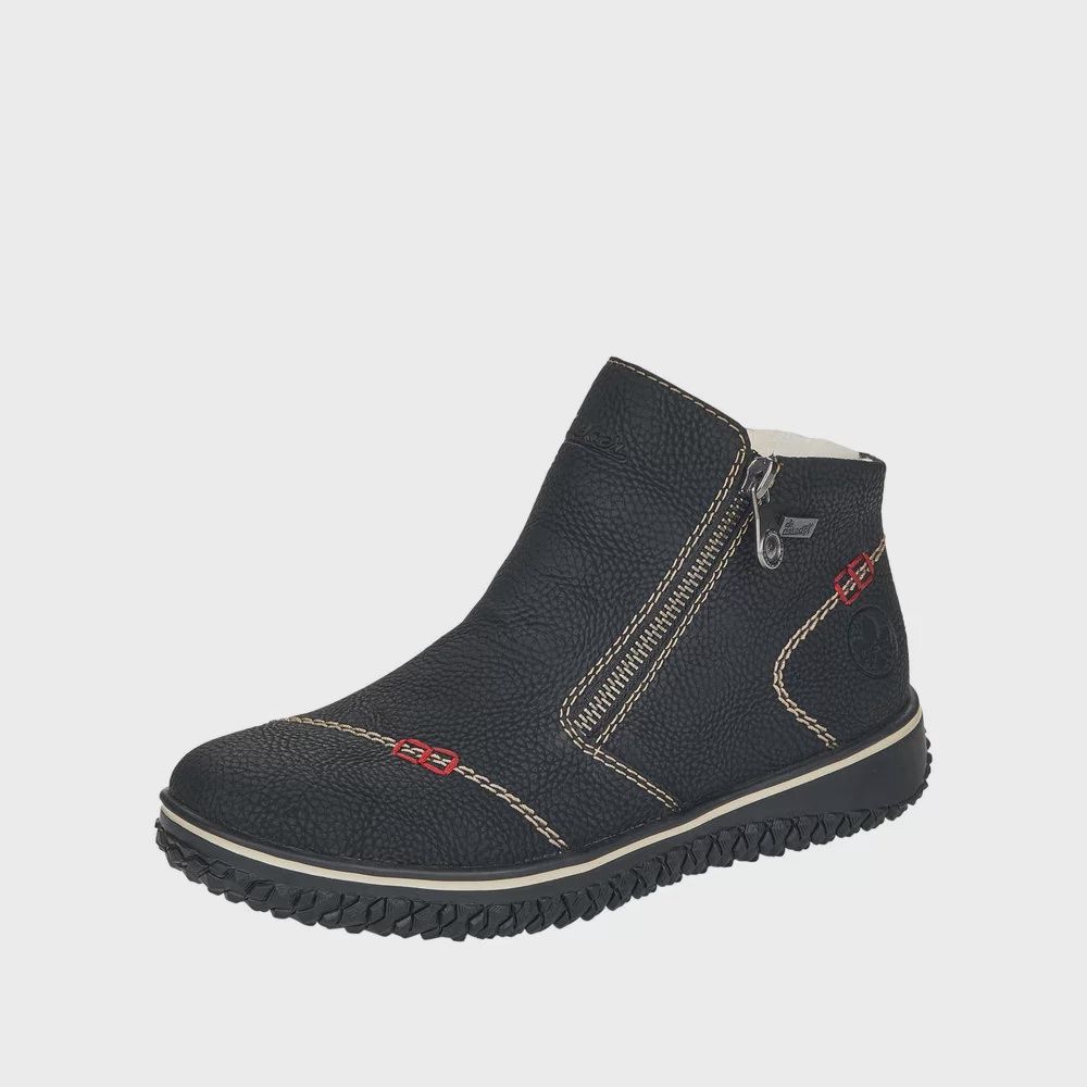 RIEKER WOMEN&#39;S SHORT LINED BOOT W/ZIPPER - BLACK, Size: 37/6