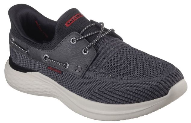 SKECHERS MEN&#39;S SLIP-INS WIDE LAWSON-PARASAIL, Color: Chocolate/Black, Size: 8.5