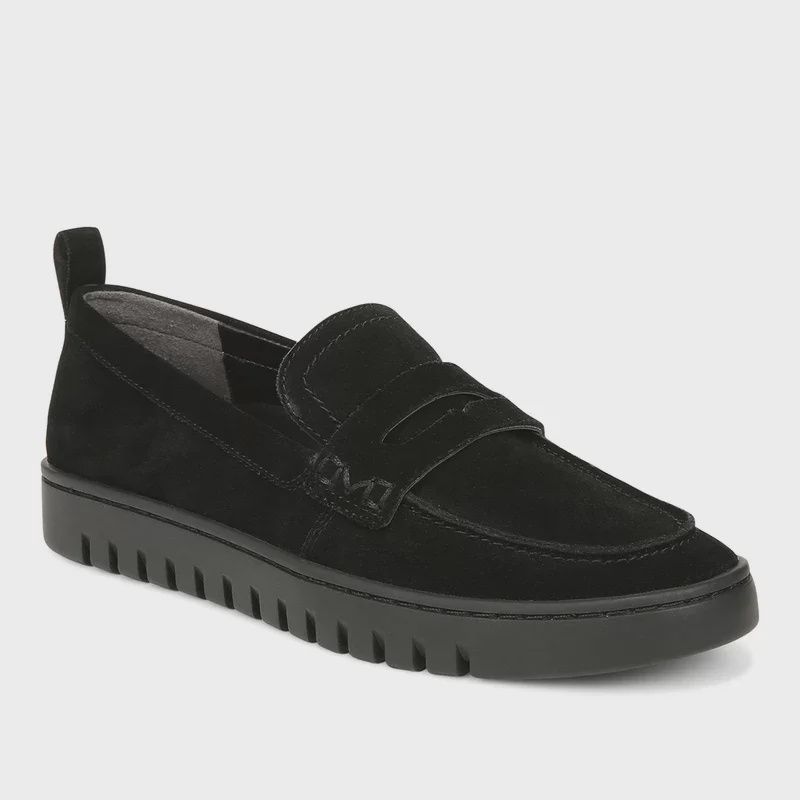 VIONIC UPTOWN BLK SUEDE LOAFER, Size: 6