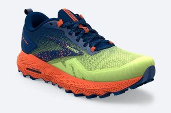 BROOKS MENS CASCADIA 17, Color: Sharp Green/Navy/Firecracker, Size: 11