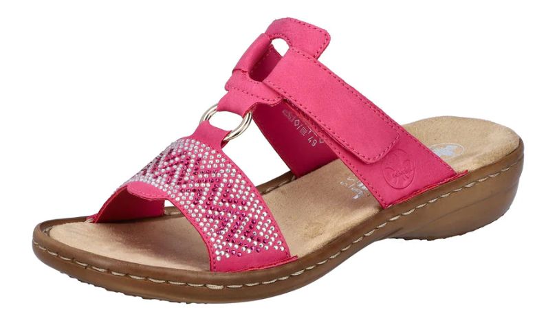 RIEKER PINK SLIDE W/BLING 60898-31, Color: Pink, Size: 38 (Us 7)