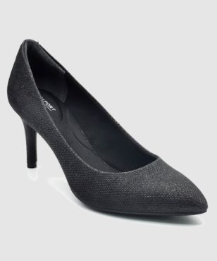 Rockport Plain Pump - Black Glam, Size: 6