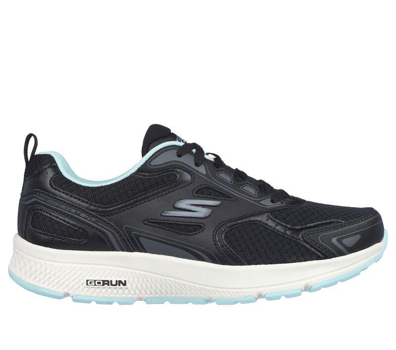 SKECHERS WOMEN&#39;S GO RUN CONSISTENT BLACK/AQUA, Size: 6