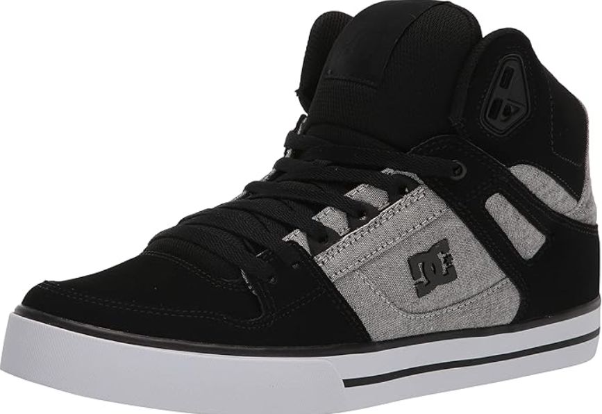 DC MEN&#39;S PURE HIGH TOP WC - BLACK GREY, Color: Black/Grey, Size: 8