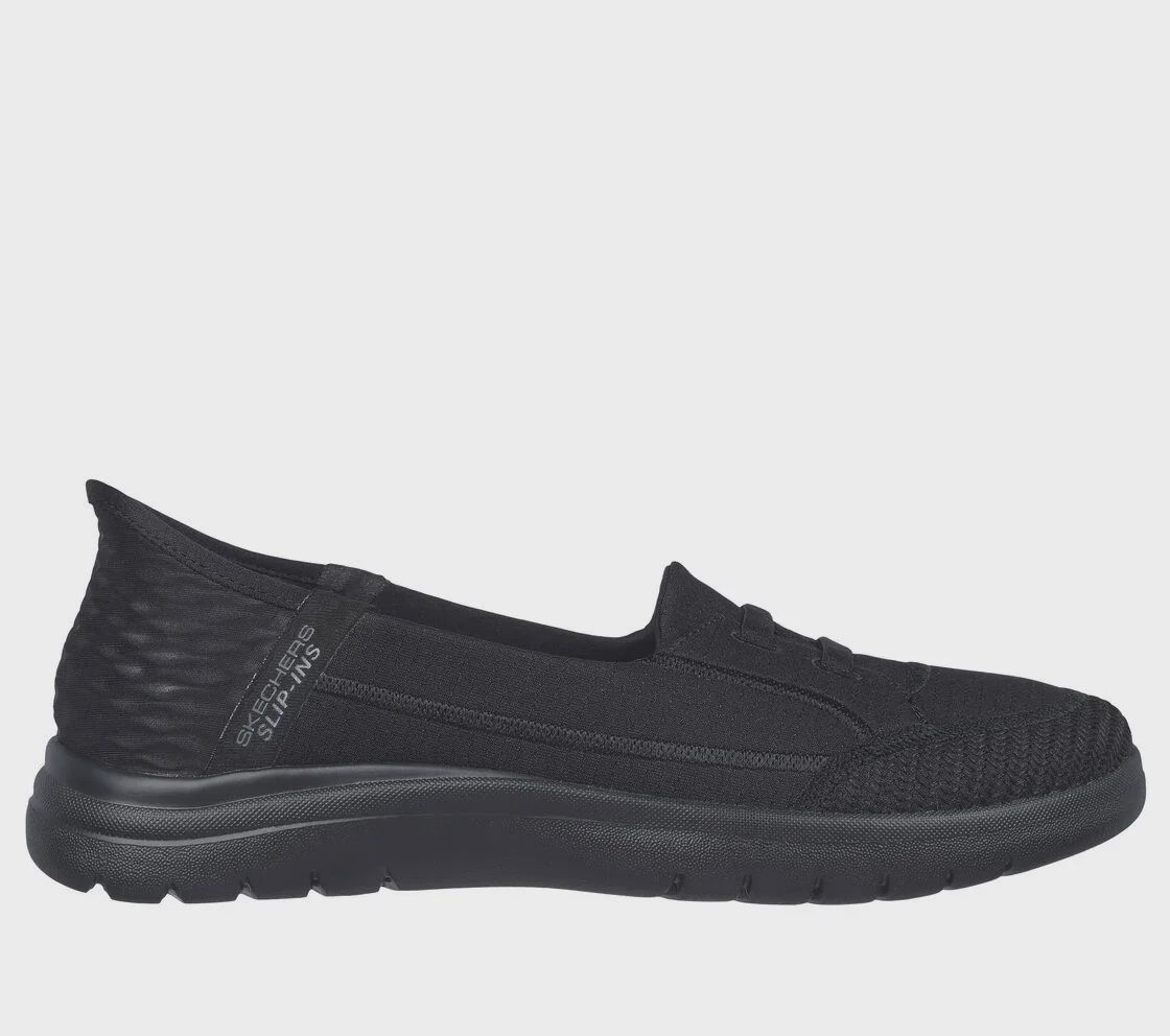 SKECHERS ON-THE-GO FLEX-TOP NOTCH BLACK WIDE, Size: 7