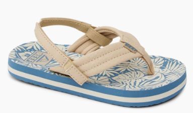REEF TODDLER/KIDS SANDAL LITTLE AHI CJ6622, Color: Blue/Tan Palm, Size: 6
