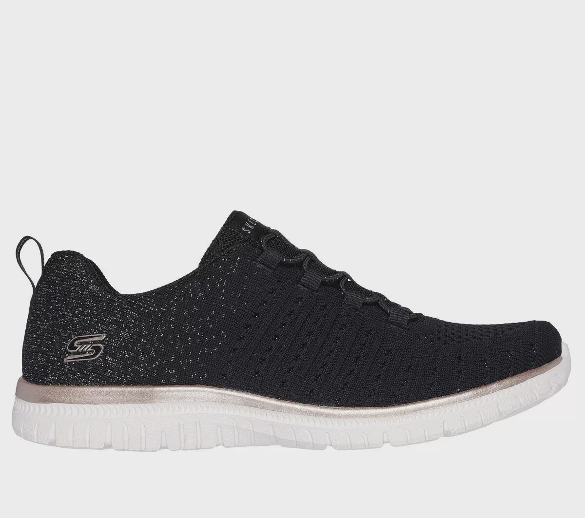 SKECHERS WOMEN&#39;S VIRTUE-LUCENT, Color: Black/Rose Gold, Size: 6