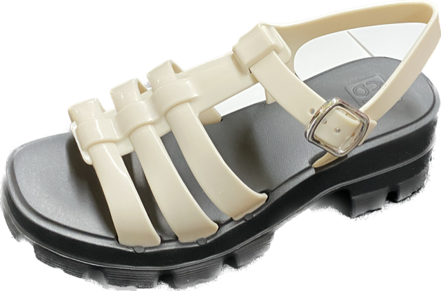 ZAXY POWER SANDAL - OFF WHITE/BLACK, Color: Off White/Black, Size: 5