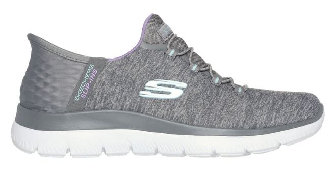 SKECHERS WOMEN&#39;S SLIP INS WIDE SUMMITS-DAZZLING HAZE GRAY/MULTI, Color: Gray/Multi, Size: 7.5 W