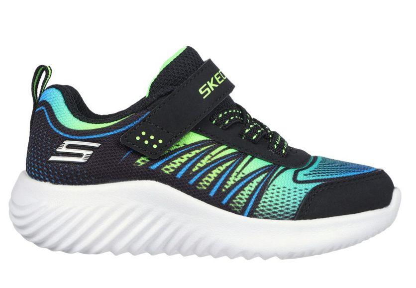 SKECHERS BOUNDER ZATIC, Color: BLUE/BLACK/LIME, Size: 10.5