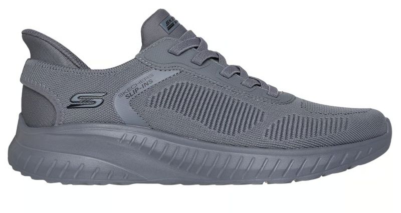 SKECHERS MEN'S SLIP INS BOBS SQUAD CHAOS SOLID STEP DARK GRAY