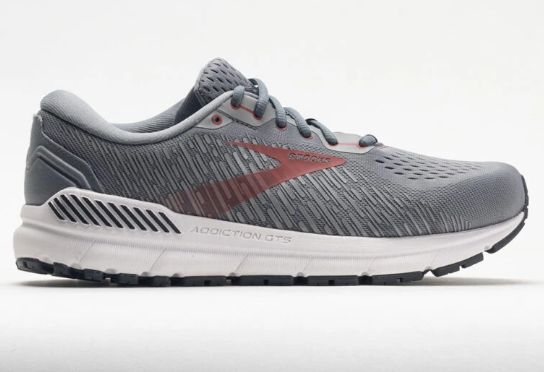 BROOKS MENS ADDICTION GTS 15, Color: GREY/EBONY/CHILI OIL, Size: 9.5, Width: WIDE