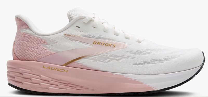 BROOKS WOMEN'S LAUNCH 11 - WHITE/GOLD/PINK