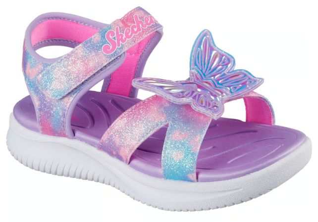 SKECHERS GIRLS SANDAL S-LIGHTS-JUMPSTERS BUTTERFLY BRITES LAVENDER/MULTI, Color: Lavender/Multi, Size: 6
