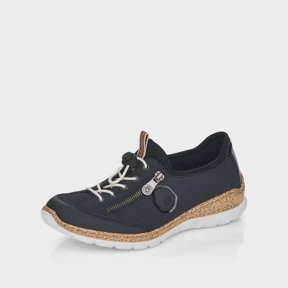 Rieker Women's Bungee Sneaker N4263-14, Color: Blue, Size: 37 (US 6)