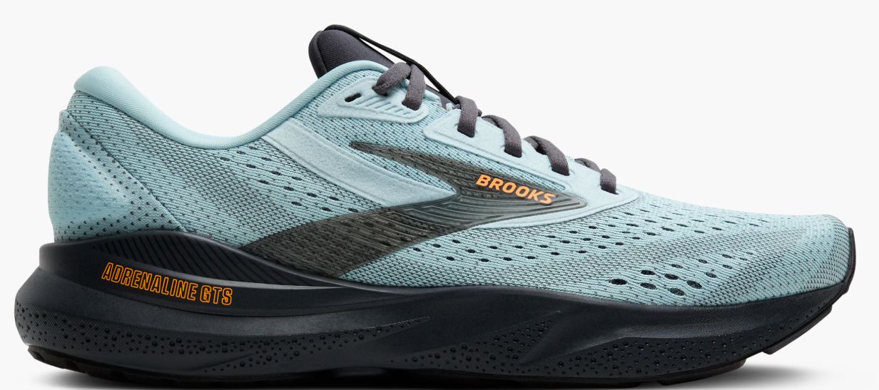 BROOKS MEN'S ADRENALINE GTS 24 - WINTER SKY/EBONY/ORANGE, Size: 9