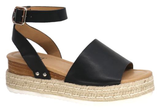 Taxi Women's Rope Wedge Sandal Adrianna Black, Size: 39