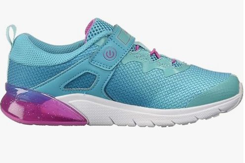 Saucony Girls S-Flash Glow A/C, Color: Turquoise/Pink, Size: 1.5