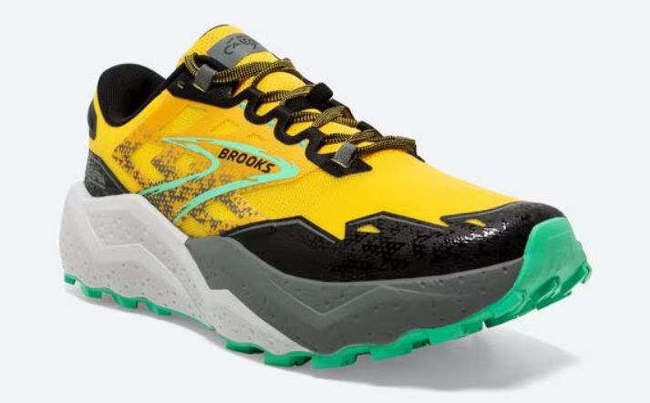 BROOKS MEN'S CALDERA 7 - LEMON CHROME/BLACK/SPRINGBUD, Size: 8