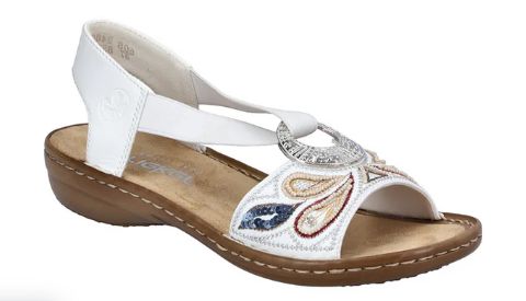 RIEKER WOMEN'S SANDAL 608B4-80 WHITE, Color: White, Size: 38 (Us 7)