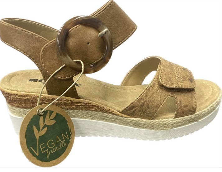 Romika Women's Wedge Sandal - Espi 03, Color: Tan Multi Textile, Size: 38 (Us 7)