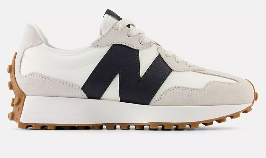 NEW BALANCE WOMEN'S 327, Color: Beige/Black, Size: 6.5