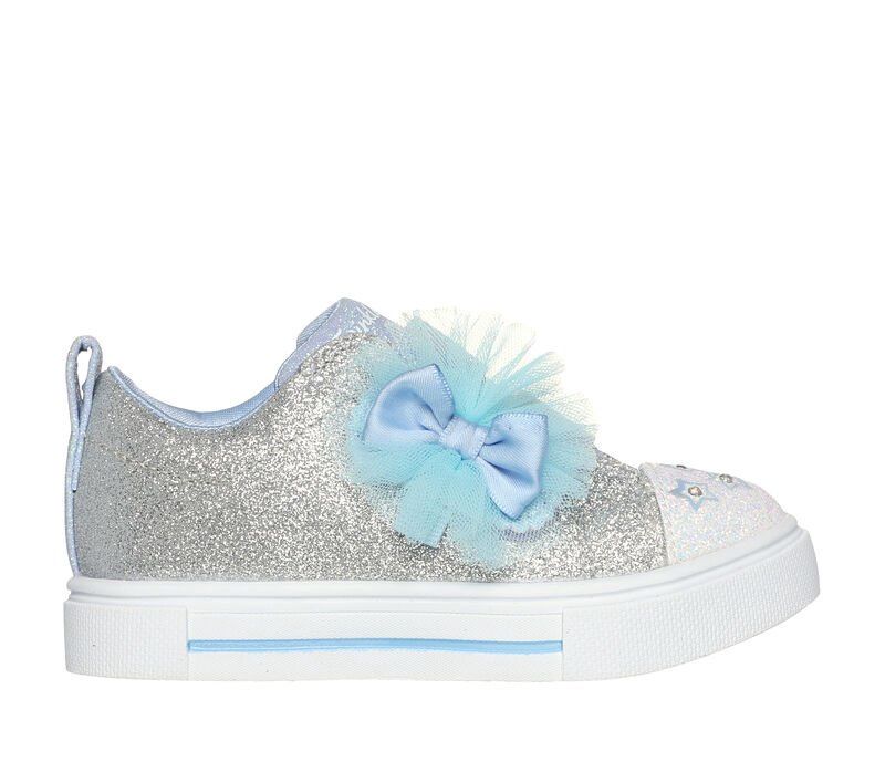 SKECHERS S-LIGHTS TWINKLE SPARKS - GLITTER GEMS, Color: Silver/Lt.Blue, Size: 5