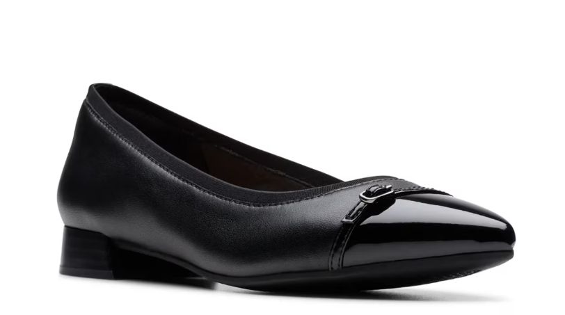 CLARKS NATALYN DUSK - BLACK LEATHER, Color: BLACK, Size: 10, Width: MEDIUM