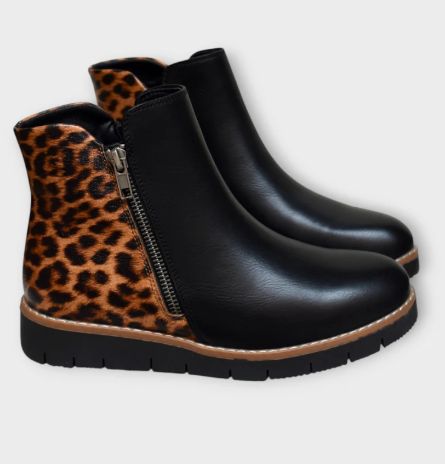 TAXI WOMENS SHORT LEOPARD BOOT - GABBY-01T, Color: LEOPARD, Size: 37 (US 6)
