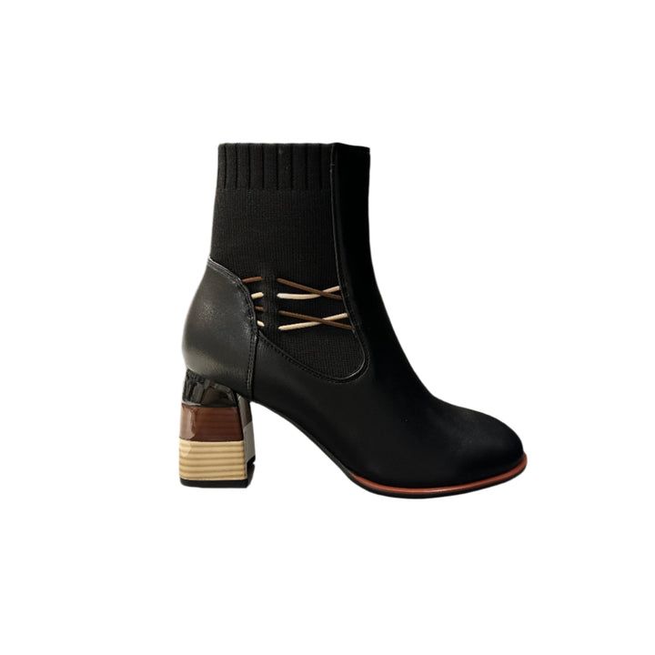 LITTLE EMPRESS FASHION BOOT WITH STACKED HEEL, Color: BLACK, Size: 37