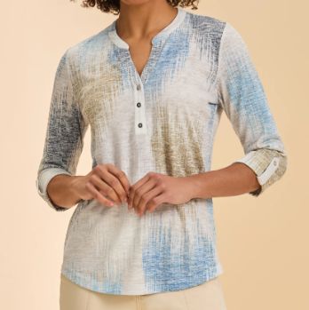 FDJ HENLEY TOP NEUTRAL HEART IKAT, Colour: NEUTRAL HEART IKAT, Size: S