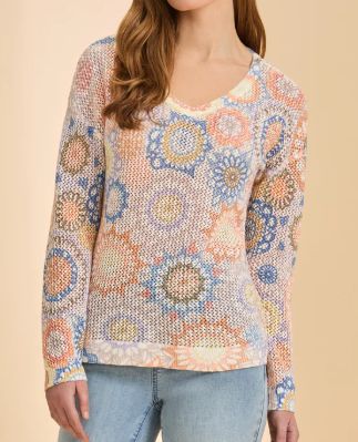 FDJ V-NECK PRINTED SWEATER, Colour: DREAM CATCHER, Size: S