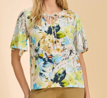 FDJ SHORT SLEEVE V-NECK TOP, Colour: PACIFIC PAISLEY, Size: S