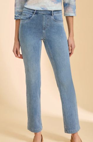 FDJ PULL-ON STRAIGHT LEG DENIM, Colour: LIGHT DENIM, Size: S