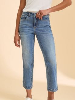 FDJ OLIVIA STRAIGHT CROP WITH HEART DESIGNS, Colour: MED WASH, Size: 4