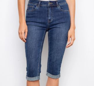 WOMEN'S CHARLIE B  DENIM SLIM LEG PANTS WITH CUFFED HEIM, Colour: INDIGO, Size: 4
