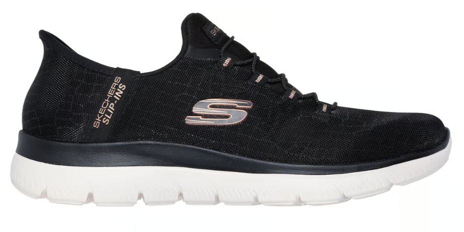 SKECHERS WOMEN'S SLIP INS SUMMITS CLASSY NIGHT, Color: BLACK/ROSE GOLD, Size: 6
