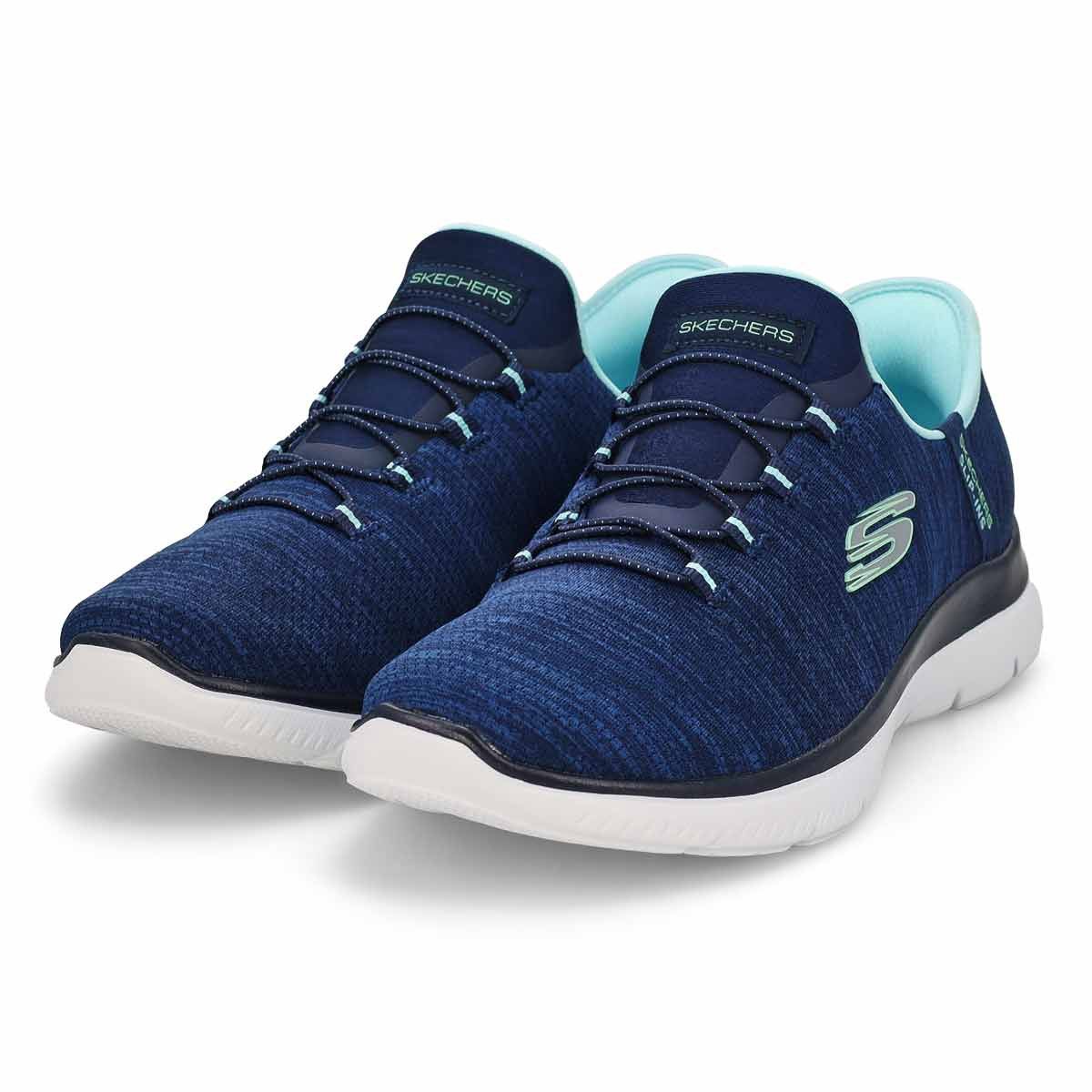 WOMEN'S SKECHERS SLIP-INS SUMMITS-EVERYDAY SET, Color: NAVY/AQUA, Size: 7, Width: WIDE