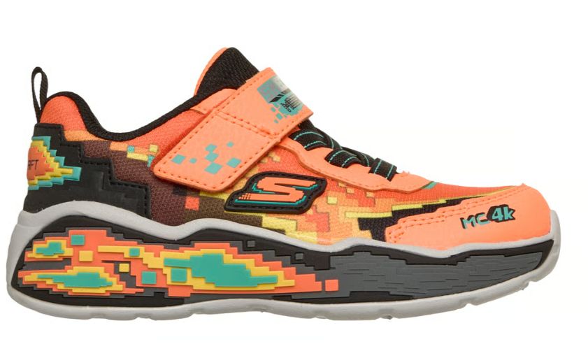 TODDLERS SKECHERS MEGA SCENE, Color: ORANGE/BLACK, Size: 5