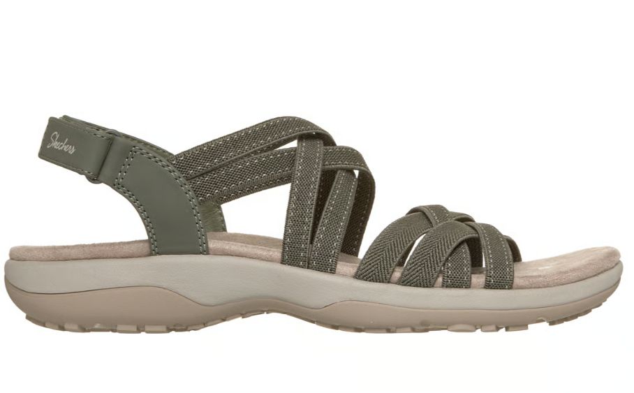 WOMEN'S SKECHERS REGGAE SLIM - SUMMER GETAWAY, Color: OLIVE, Size: 6