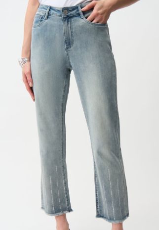 JOSEPH RIBKOFF LDS PANT - STRAIGHT CROP, Color: LIGHT BLUE DENIM, Size: 6