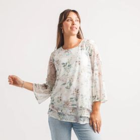 PAPILLON EMBROIDERED LAYERED BLOUSE