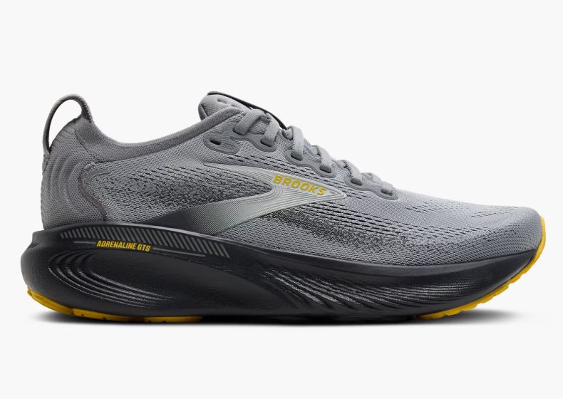 BROOKS MEN'S ADRENALINE GTS 25 PRIMER GREY/EBONY/JASMINE, Colour: PRIMER GREY/EBONY/JASMINE, Size: 8, Width: D