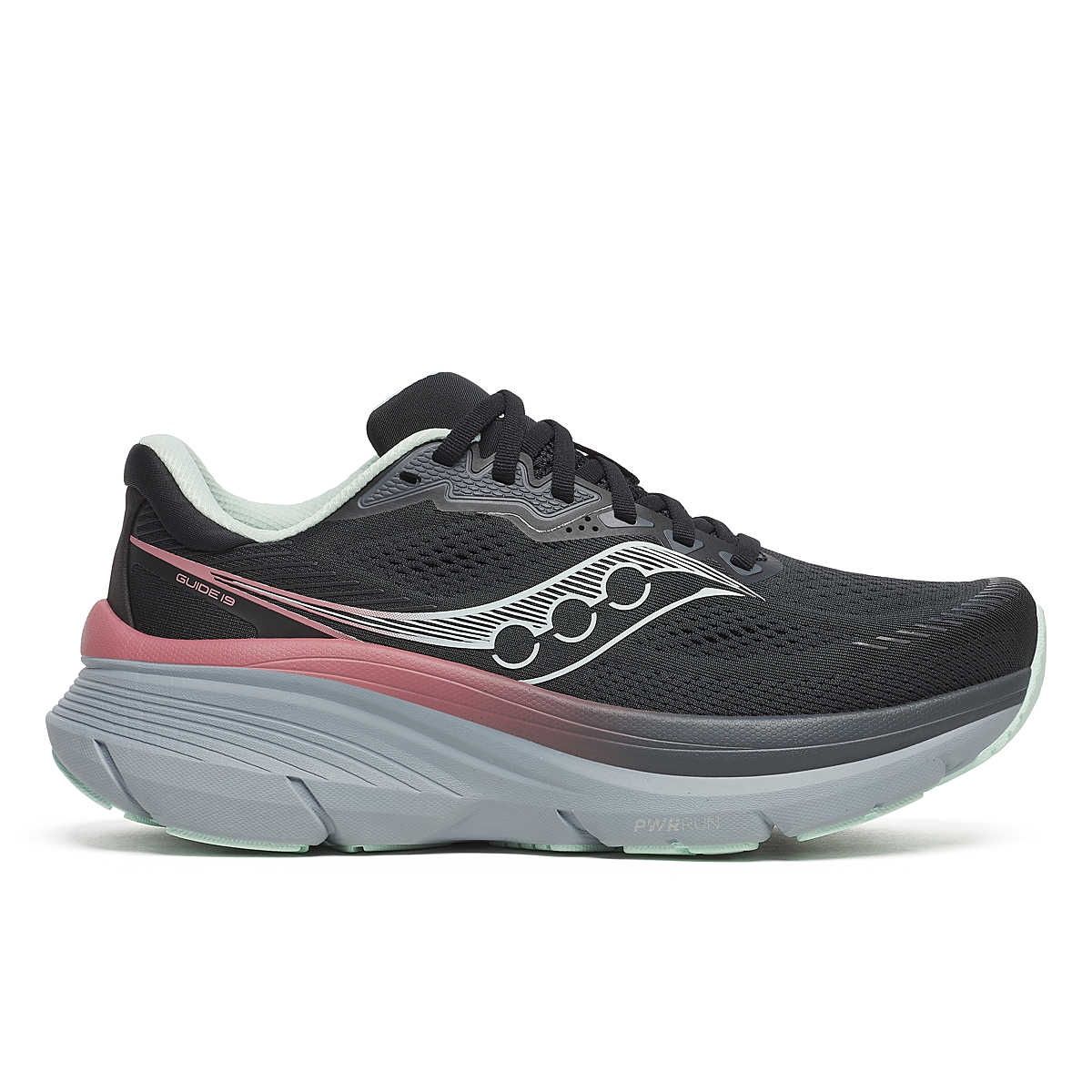 SAUCONY WOMEN'S GUIDE 19, Colour: BLACK/CALM, Size: 7, Width: MEDIUM