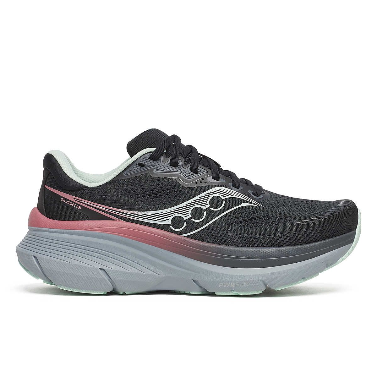 SAUCONY WOMEN'S GUIDE 19, Colour: BLACK/CALM, Size: 7, Width: MEDIUM
