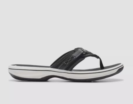 WOMEN'S CLARKS BREEZE SEA SANDAL, Color: BLACK SYNTHETIC, Size: 6