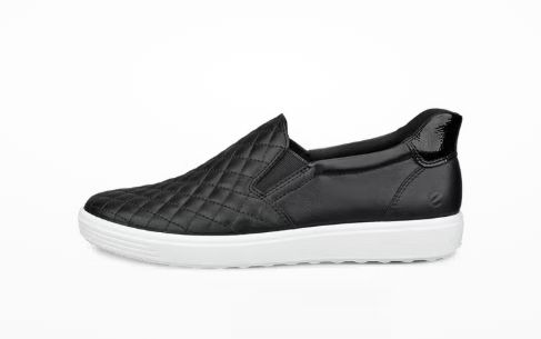WOMEN'S ECCO SOFT 7 LEATHER SLIP IN SHOE, Color: BLACK/BLACK, Size: 38