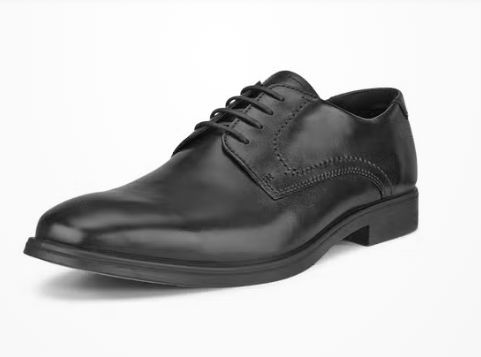 ECCO MEN'S LEATHER DRESS SHOE - MELBOURNE, Color: BLACK/MAGNET, Size: 42
